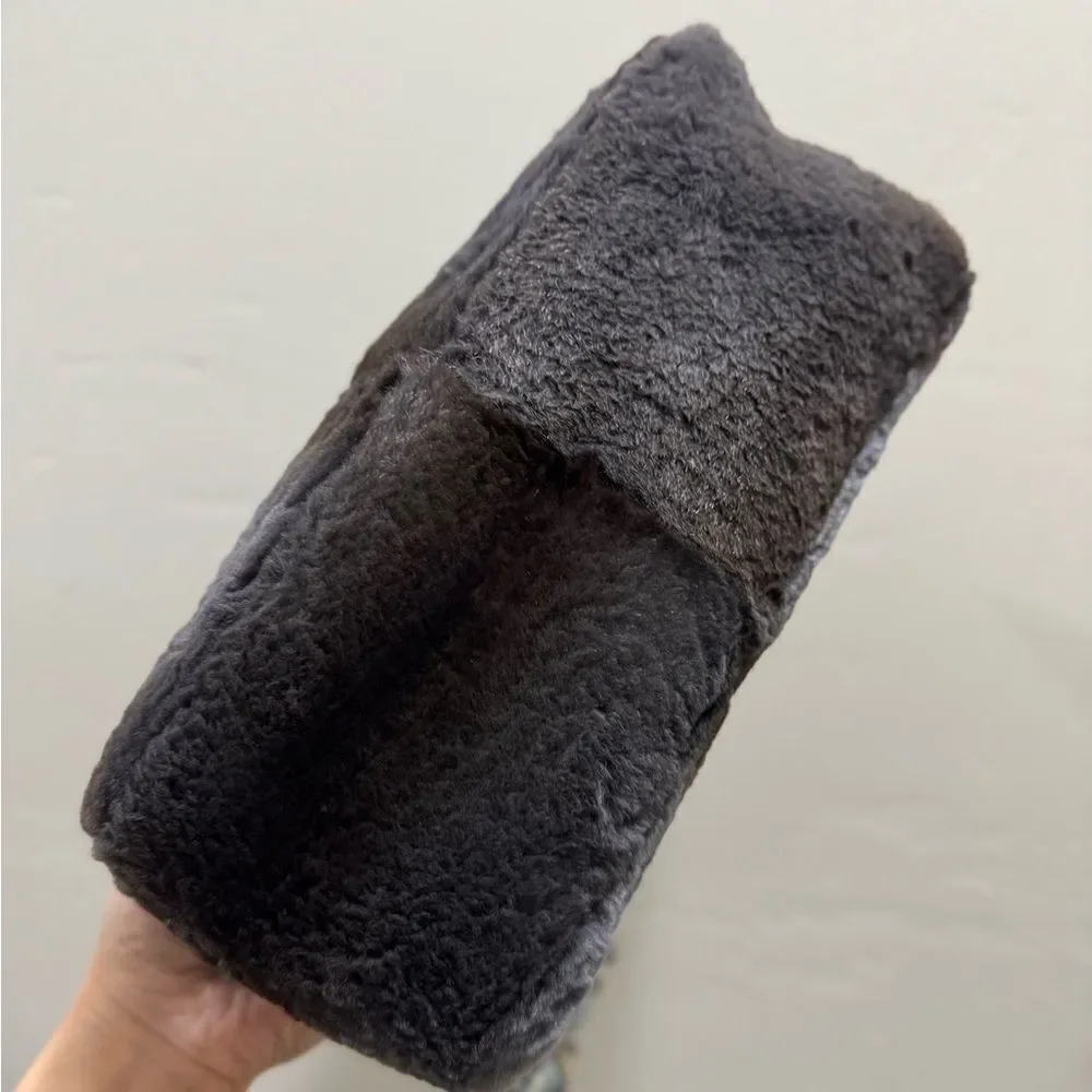 Gray Real Sheared Beaver Fur Handmade Double Zip Pillow Shoulder Bag/ Crossbody